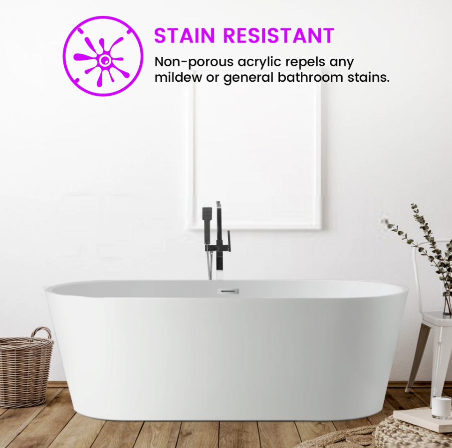 59" Freestanding Acrylic Bathtub