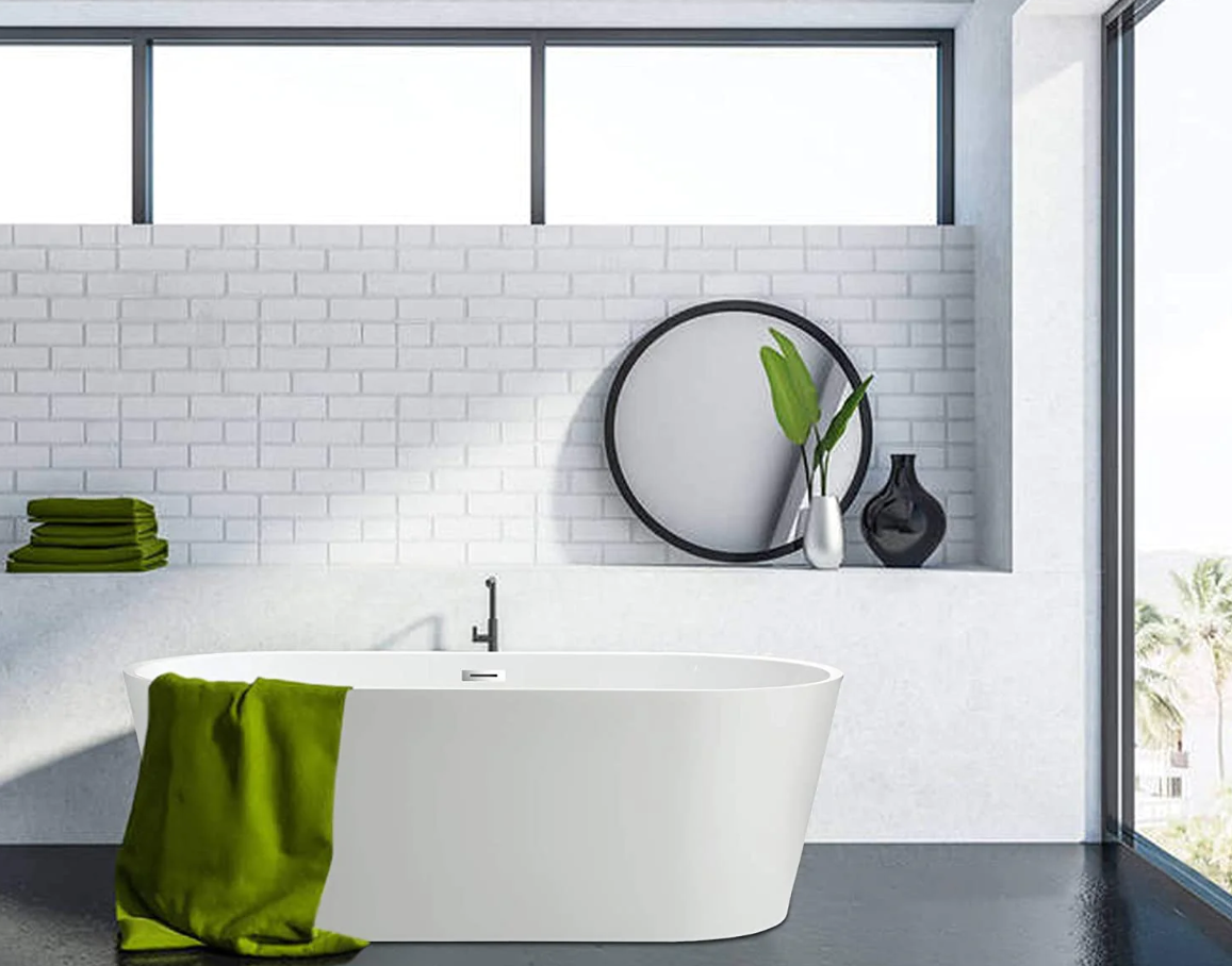 59" Freestanding Acrylic Bathtub