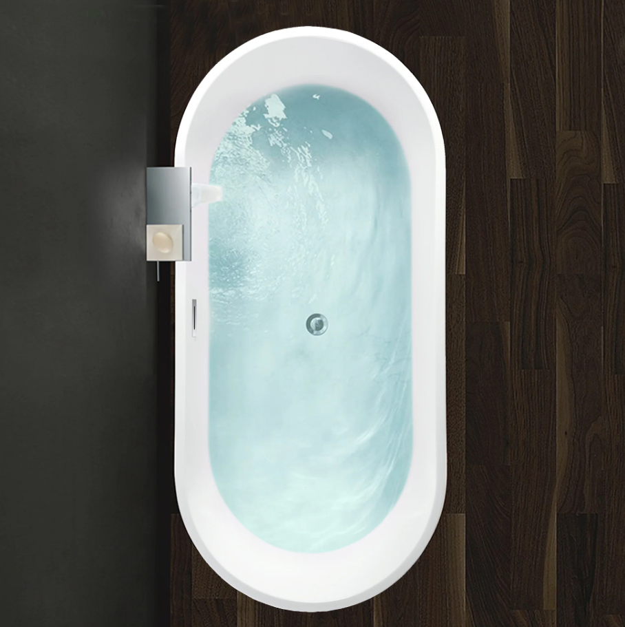 54" Freestanding White Acrylic Bathtub