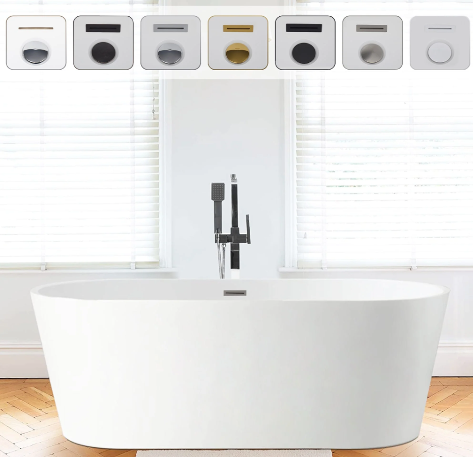 54" Freestanding White Acrylic Bathtub