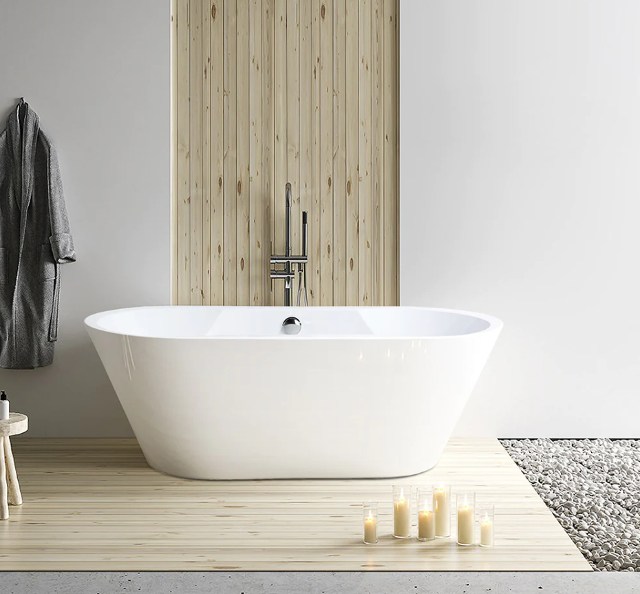 67" X 31.5" Non Slip White Acrylic Freestanding Bathtub