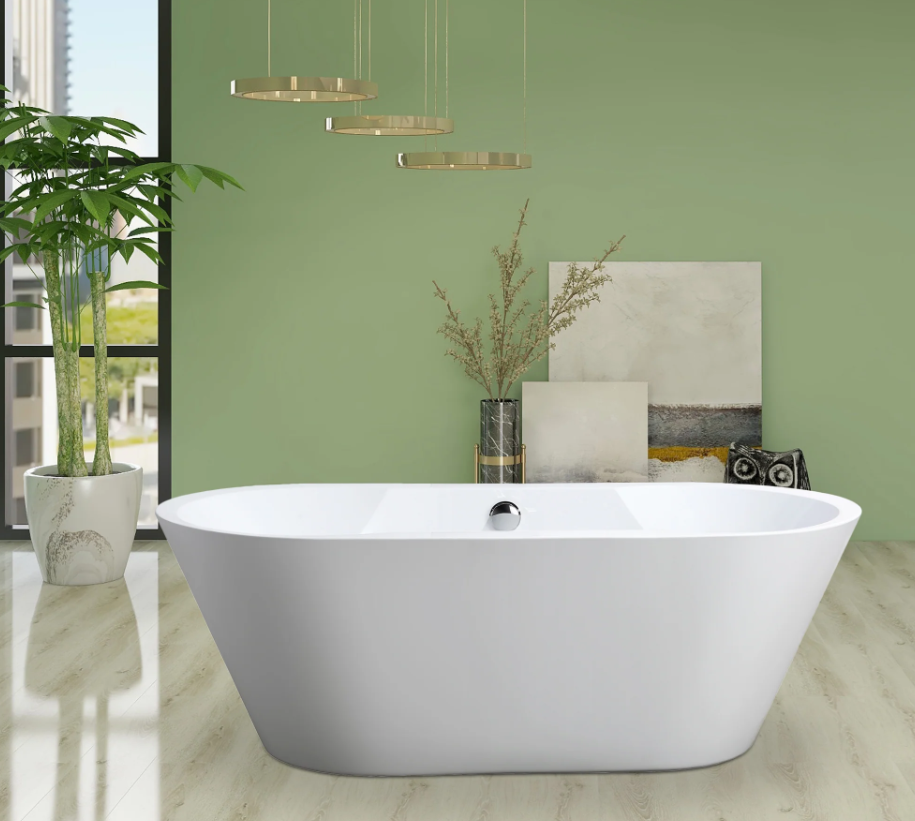 67" X 31.5" Non Slip White Acrylic Freestanding Bathtub