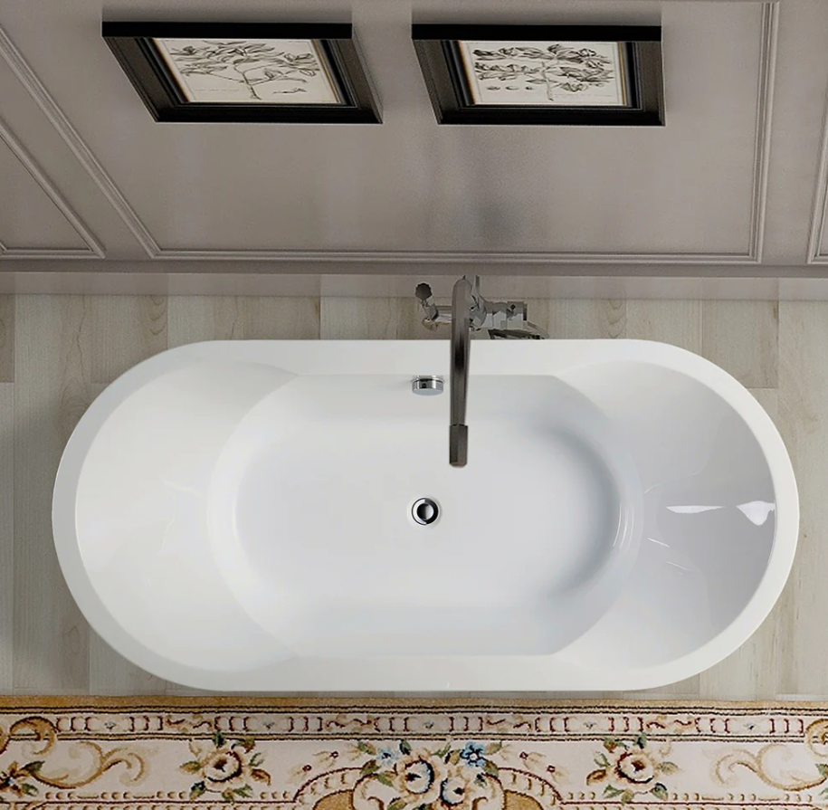 67" X 31.5" Non Slip White Acrylic Freestanding Bathtub