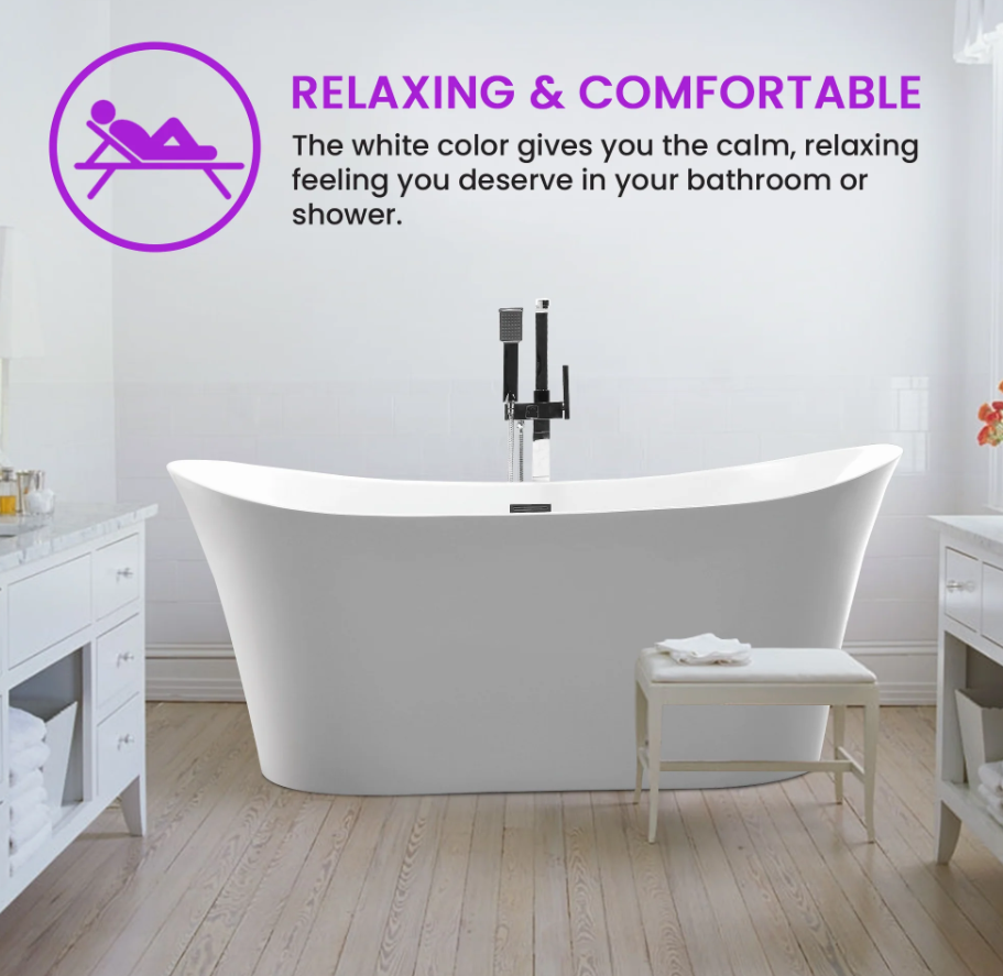 67" x 29" Freestanding Acrylic Bathtub