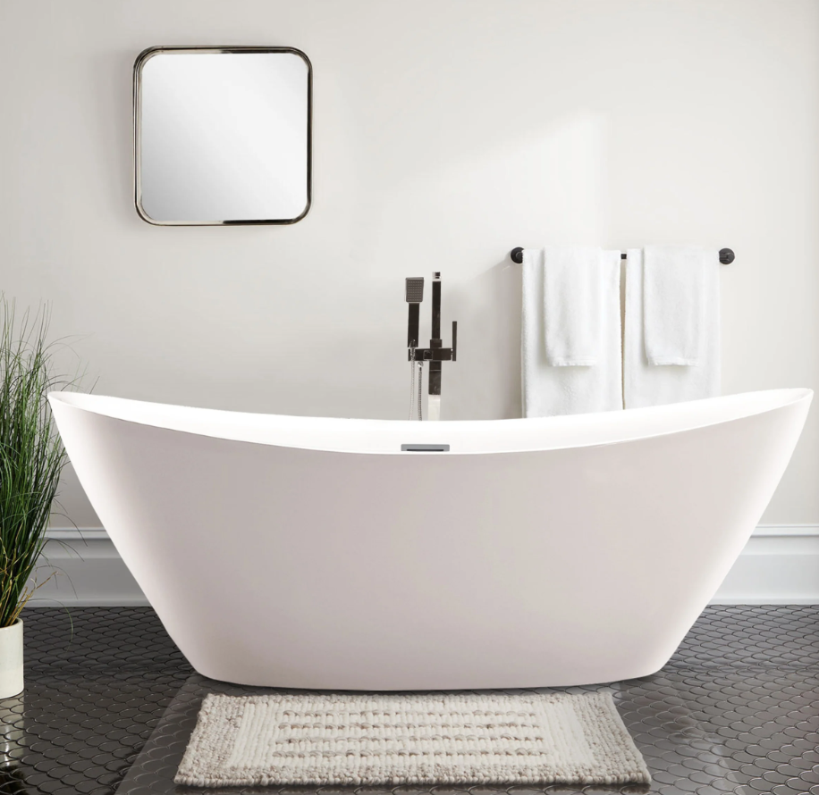 71" X 33" Non-Slip White Acrylic Freestanding Bathtub