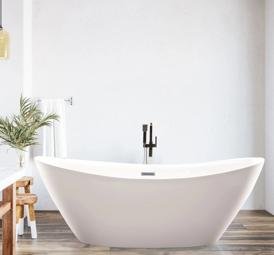 71" X 33" Non-Slip White Acrylic Freestanding Bathtub