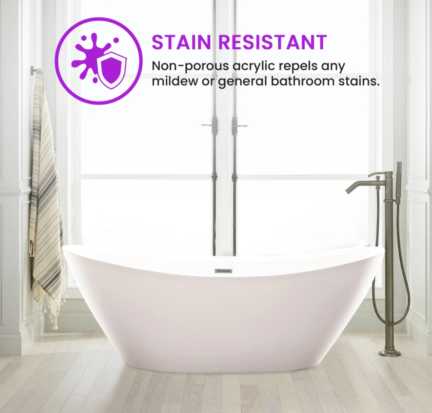71" X 33" Non-Slip White Acrylic Freestanding Bathtub