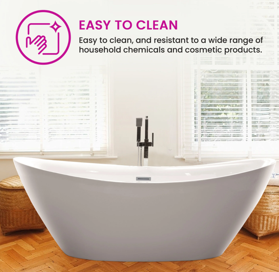 71" X 33" Non-Slip White Acrylic Freestanding Bathtub