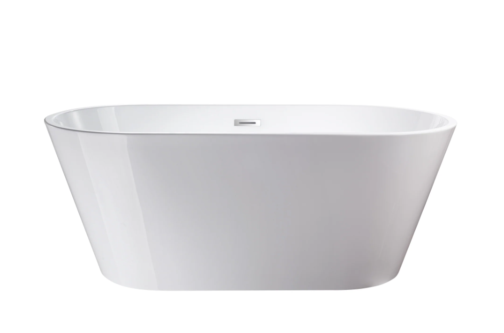 59" X 30" Non-Slip White Acrylic Freestanding Soaking Bathtub with Air Bath Option Available