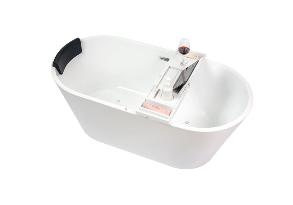 59" X 30" Non-Slip White Acrylic Freestanding Soaking Bathtub with Air Bath Option Available