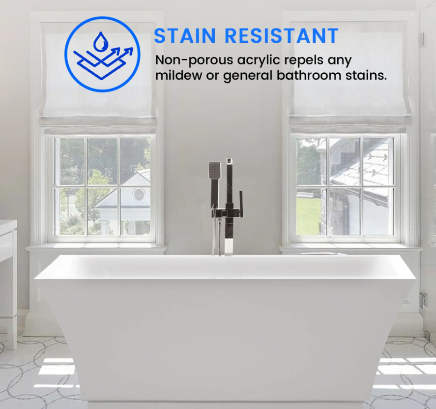 59" or 66.5" Acrylic Modern Stand Alone Soaking Tub