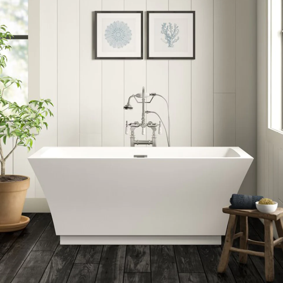 59" or 66.5" Acrylic Modern Stand Alone Soaking Tub