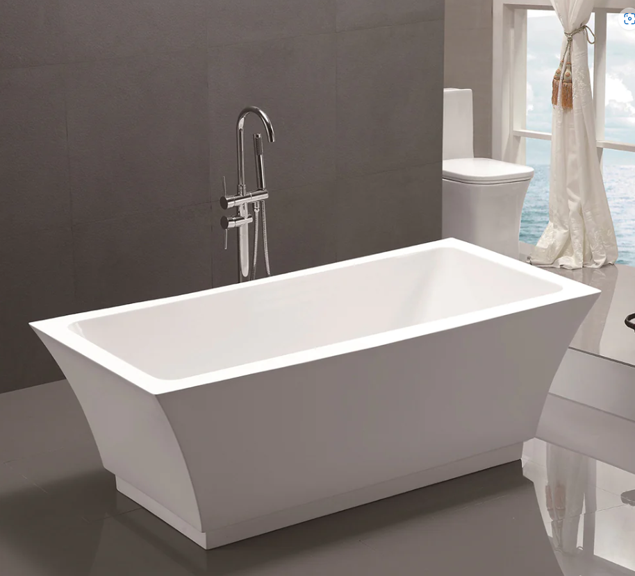 59" or 66.5" Acrylic Modern Stand Alone Soaking Tub