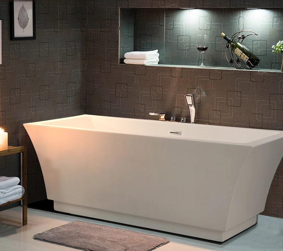 59" or 66.5" Acrylic Modern Stand Alone Soaking Tub