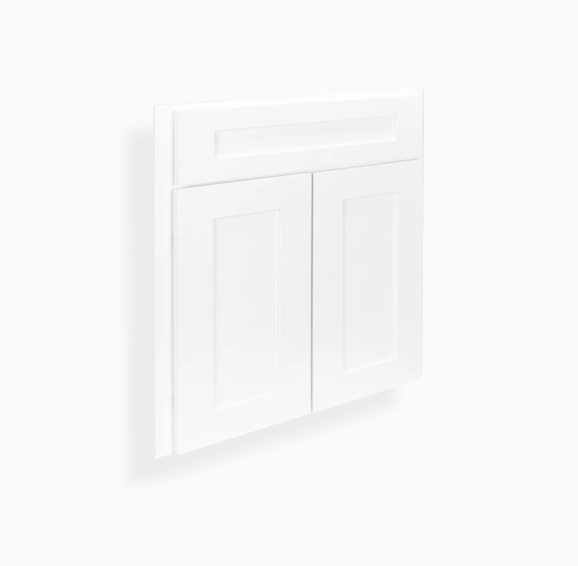 White Shaker Corner Sink Base Front