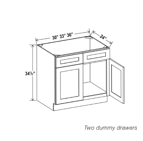 White Shaker Sink Base With Double Doors and Drawers