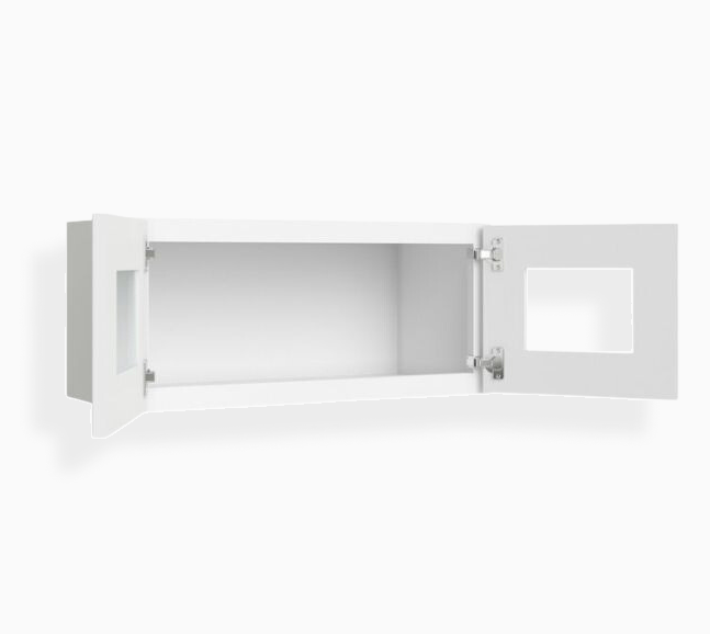 White Shaker 12″ H Double Door Wall Cabinet with Glass Doors