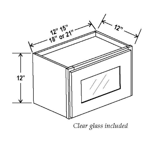 Gabinete de pared gris Shaker de una puerta de 30 cm de alto con puerta de vidrio