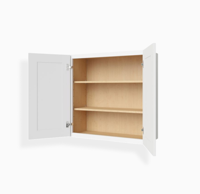 White Shaker 36″ H Double Door Wall Cabinet