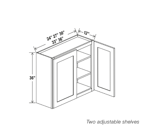 White Shaker 36″ H Double Door Wall Cabinet