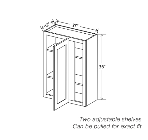 White Shaker 36″ H Single Door Wall Cabinet with Glass Door