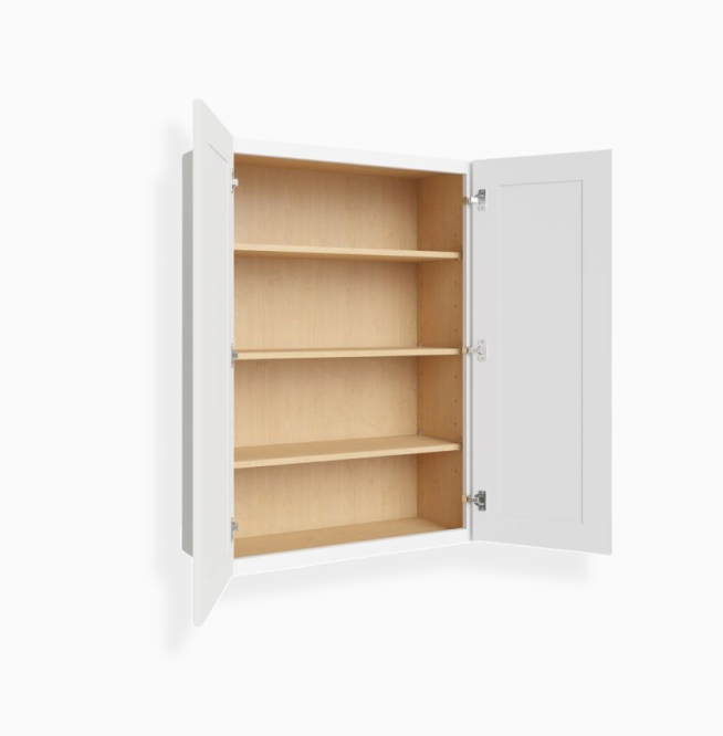 White Shaker 42″ H Double Door Wall Cabinet
