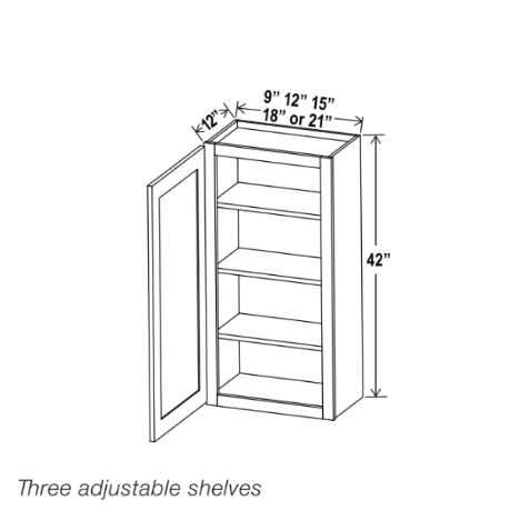 White Shaker 42″ H Single Door Wall Cabinet