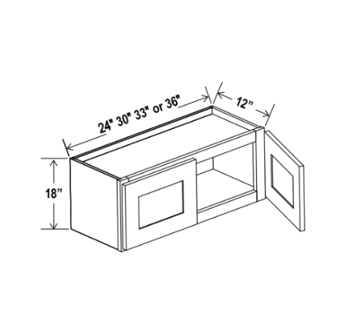 Gabinete de pared gris Shaker de 18″ de alto con doble puerta