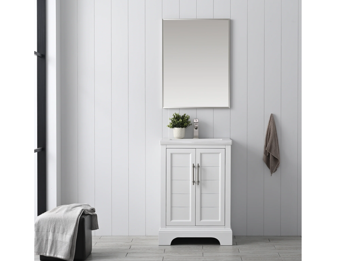 Vannes 24" Single Sink Bathroom Vanity in Silver Grey / White
