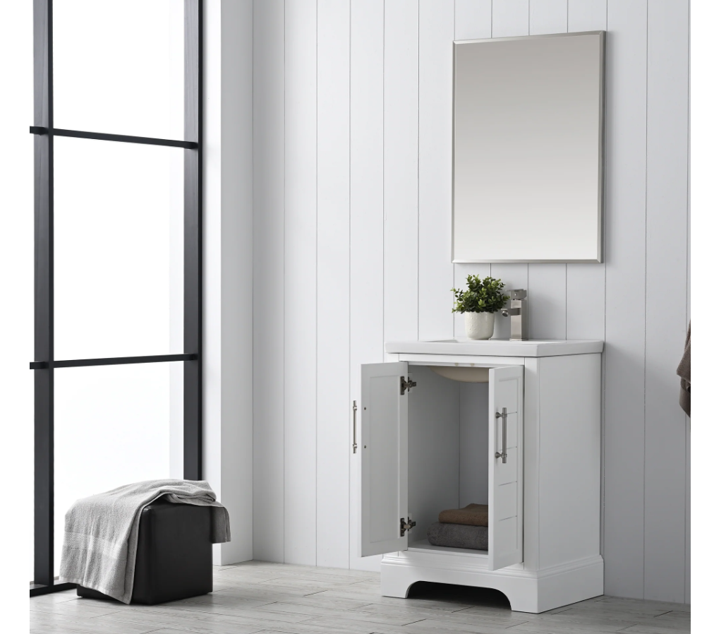 Vannes 24" Single Sink Bathroom Vanity in Silver Grey / White
