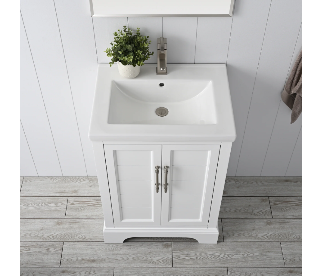 Vannes 24" Single Sink Bathroom Vanity in Silver Grey / White