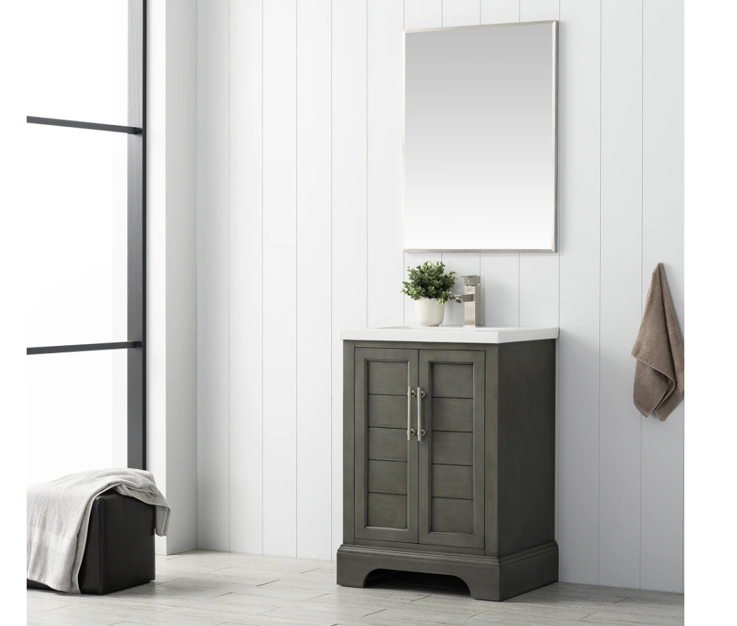 Vannes 24" Single Sink Bathroom Vanity in Silver Grey / White