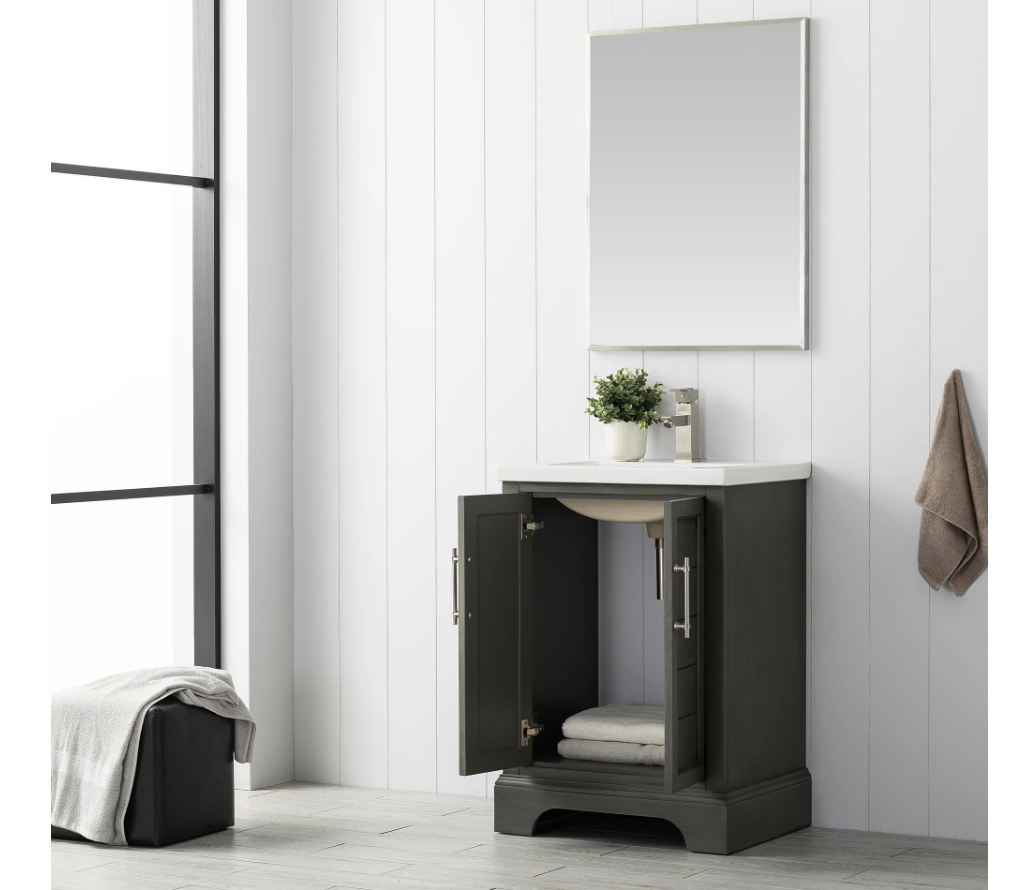 Vannes 24" Single Sink Bathroom Vanity in Silver Grey / White