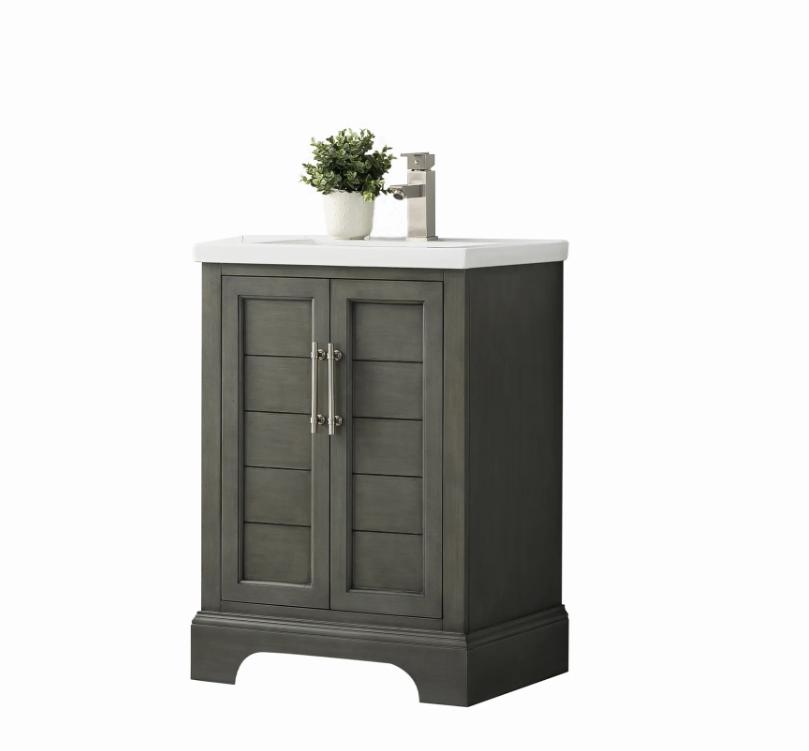 Vannes 24" Single Sink Bathroom Vanity in Silver Grey / White
