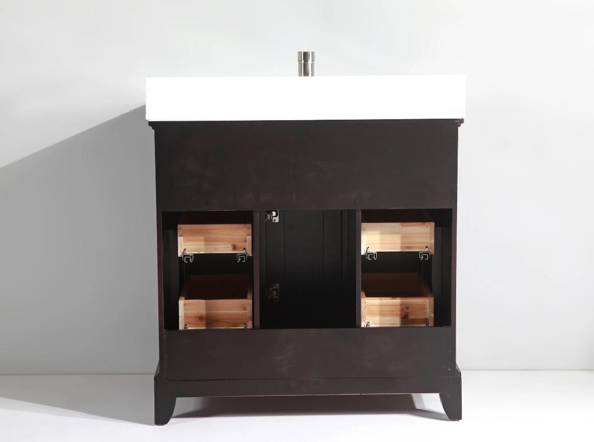 Conjunto de tocador de baño con lavabo individual Genoa de 36"