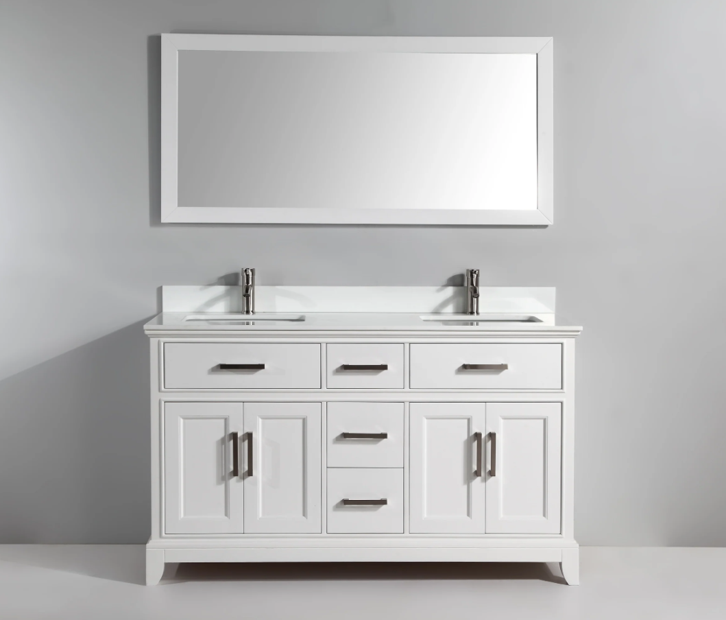 Juego de tocador de baño con lavabo doble Genoa de 60"