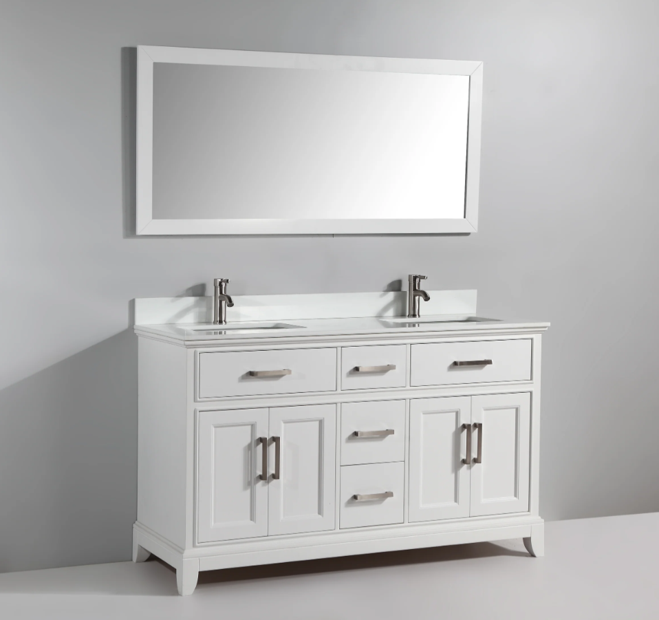 Juego de tocador de baño con lavabo doble Genoa de 60"