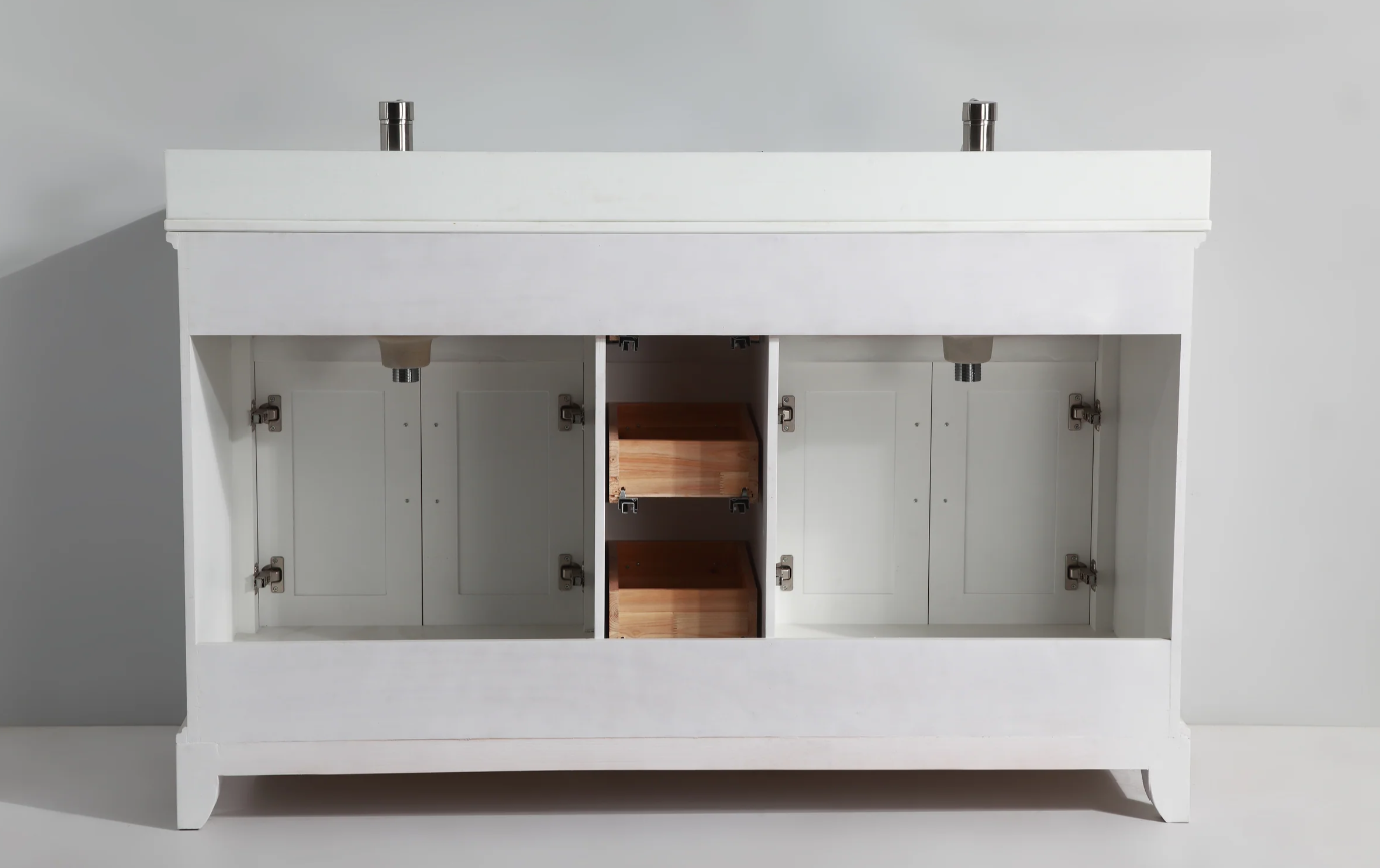 Juego de tocador de baño con lavabo doble Genoa de 60"