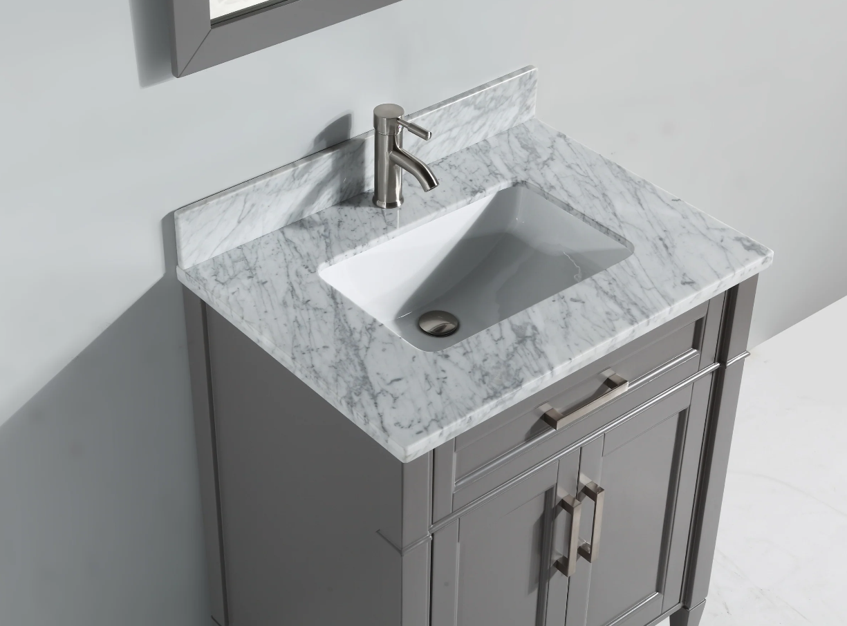 Savona 30" Single Sink Bathroom Vanity Set Carrara Marble Stone Top