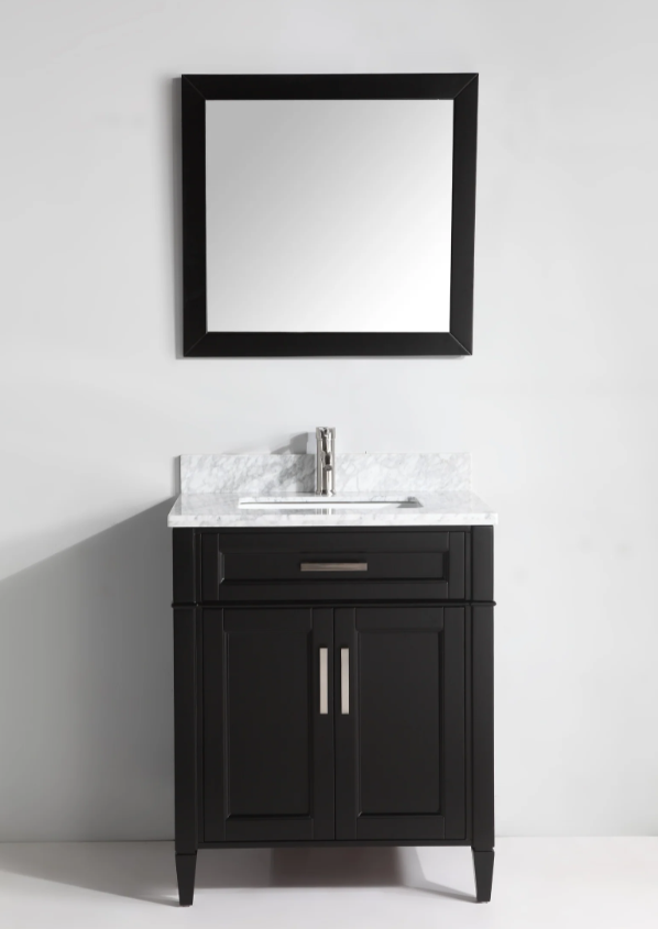 Savona 30" Single Sink Bathroom Vanity Set Carrara Marble Stone Top