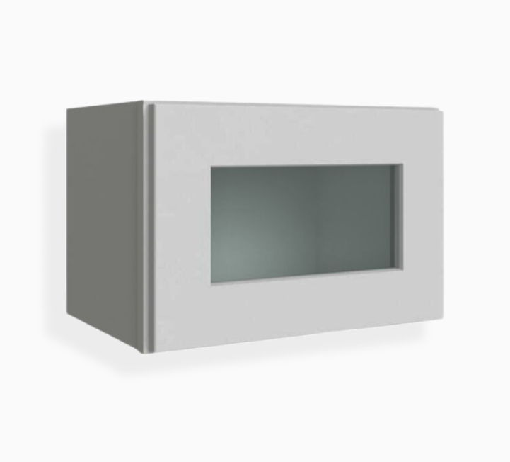 Gabinete de pared gris Shaker de una puerta de 30 cm de alto con puerta de vidrio