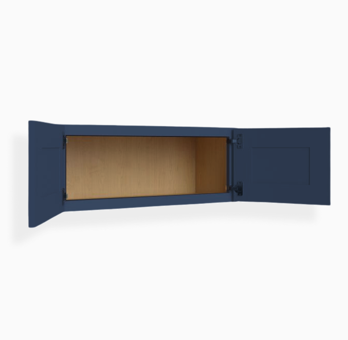 Armario de pared azul marino con dos puertas de 45 cm de alto y estilo Shaker