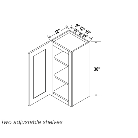 Gabinete de pared de una puerta gris Shaker de 36″ de alto