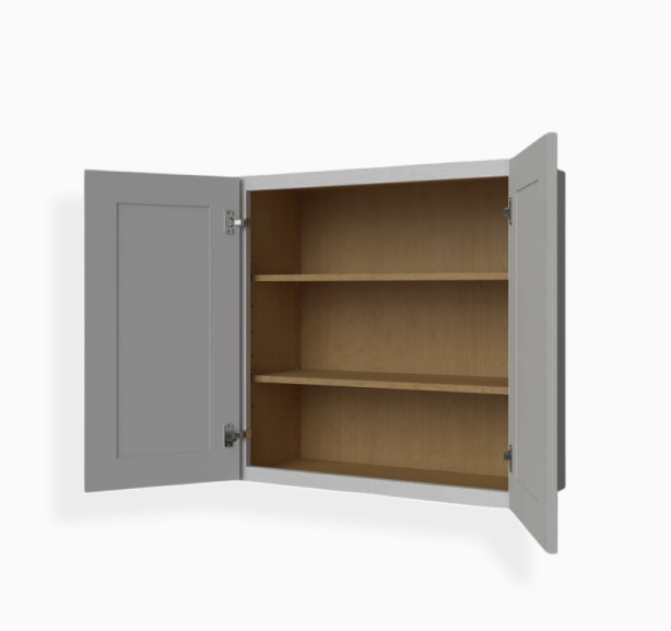 Gabinete de pared gris Shaker de 36″ de alto con doble puerta