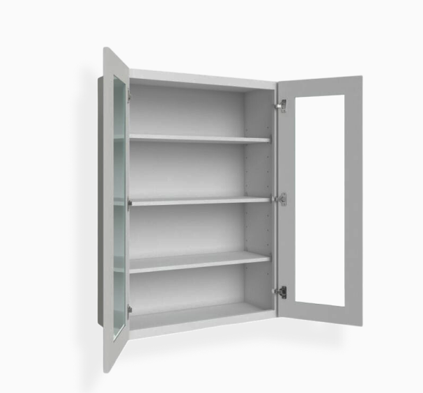 Gray Shaker 42″ H Double Door Wall Cabinet with Glass Doors