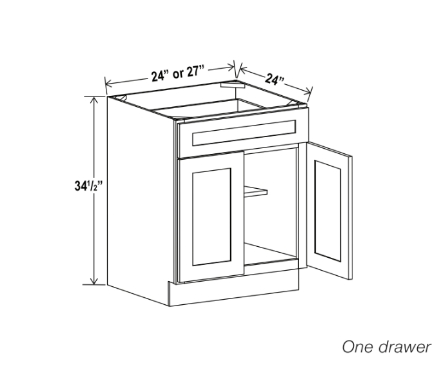 Gray Shaker Base Cabinet with Double Doors