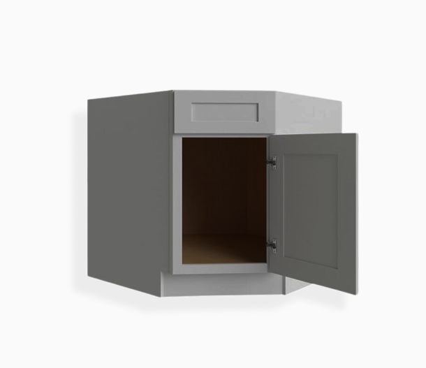 Gray Shaker Corner Sink Base Cabinet