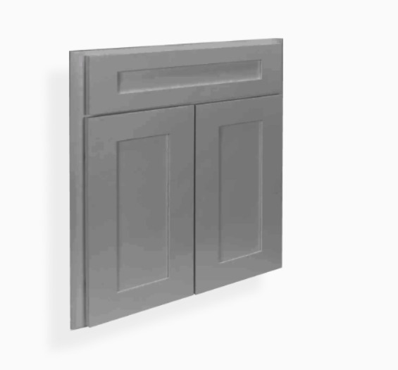 Gray Shaker Corner Sink Base Front