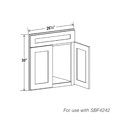Gray Shaker Corner Sink Base Front