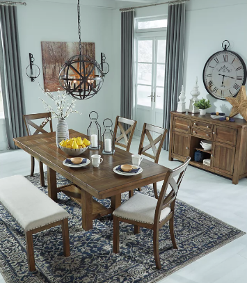 Moriville Grayish Brown Extendable Dining Set